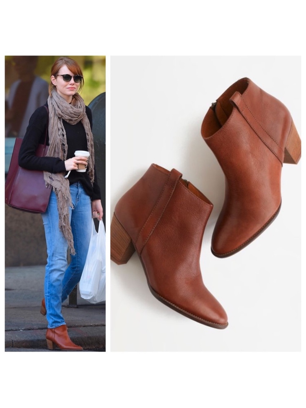 Madewell Billie Tan Leather Ankle Boots